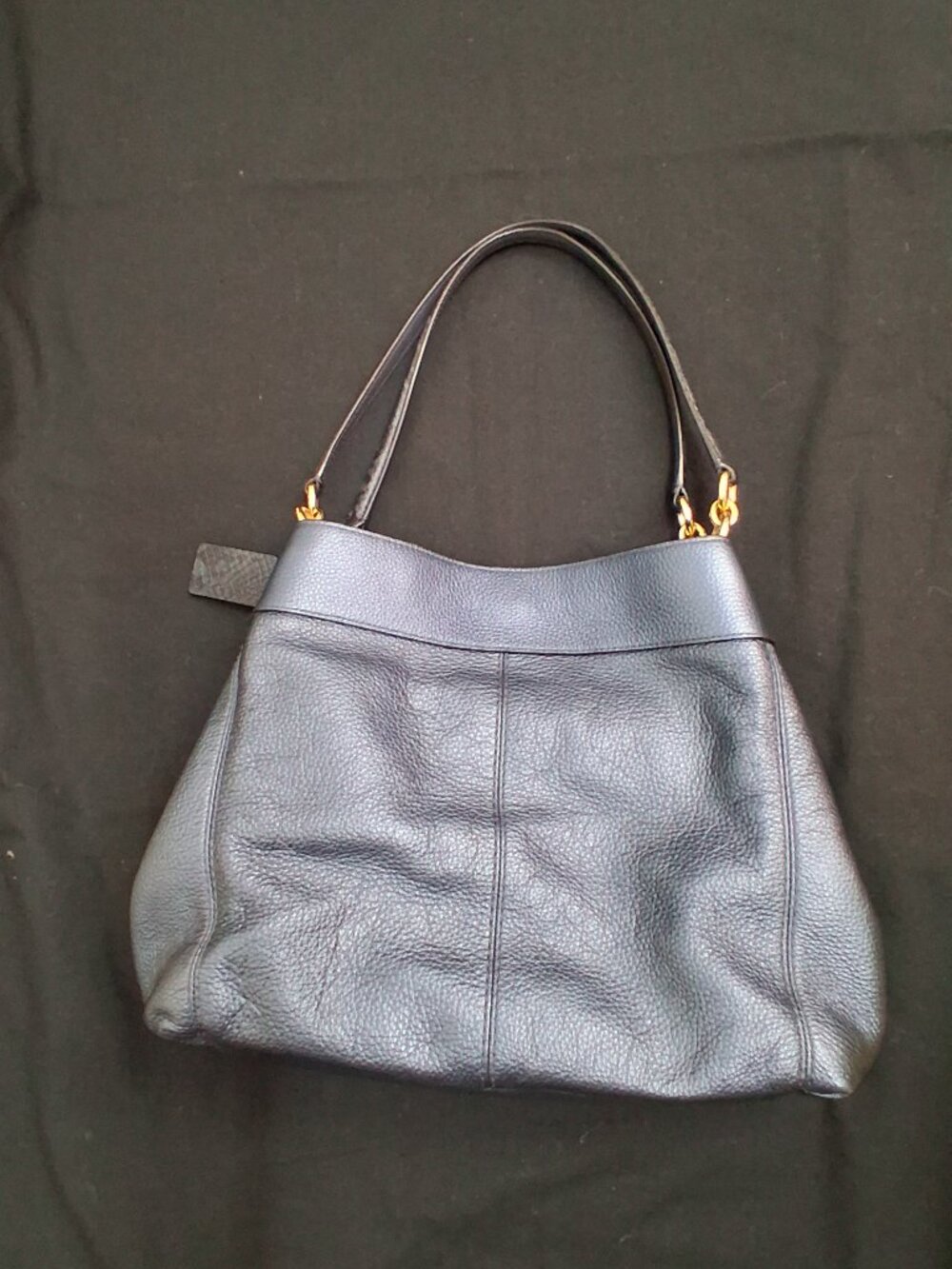 Coach Lexy Metallic Navy Blue Leather Shoulder Bag F38879 - Picture 7 of 9